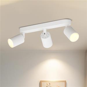 LVWIT Faretti LED da Soffitto Orientabili Bianco,Faretto LED Interno con 3 Luci in Alluminio GU10, Rettangoli Base, Faretti da Soffitto Moderna Industriali per Barra, Salotto, Cucina (Senza Lampadina)