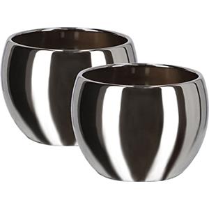 KOTARBAU® Set di 2 vasi da fiori in ceramica, diametro 10 cm, per fiori, piante, argento