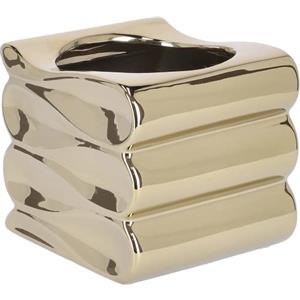 KOTARBAU® Vaso da fiori in ceramica con onde del mare, smaltato, 13 cm, oro