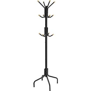 SONGMICS Appendiabiti da Terra, Attaccapanni in Metallo con 12 Ganci, 4 Gambe, Appendi Abiti Cappotti Cappelli Borse, per Ingresso Camera da Letto Ufficio, Nero RCR031B01