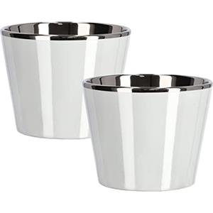 KOTARBAU® Piccola fioriera in ceramica, diametro 11 cm, smaltata lucida (2 pezzi, bianco)
