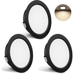 YindaLux Set di 3 Faretti LED da Incasso per Cartongesso 230V 3W 4000K Neutro, 15mm Ultra Piatti, 300LM Apertura Soffitto 55-58mm, IP44 Soffitto, Nero