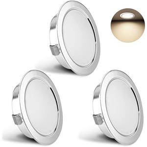 YindaLux Set di 3 Faretti LED da Incasso per Cartongesso 230V 3W 4000K Neutro, 15mm Ultra Piatti 300LM Apertura Soffitto 55-58mm, IP44 Faretti LED Soffitto, Cromato