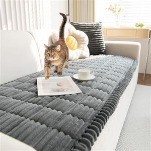 TOPCHANCES Copridivano 3 Posti Velluto a Coste,2024 Universale Copridivano Antiscivolo Adatto Animali Domestici Copertura Protettiva Per Copridivani Soggiorno(Grigio Scuro,70×70cm 1Pcs
