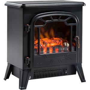 HOMCOM Camino Elettrico con Effetto Fiamma Regolabile, Caminetto Elettrico 925W/1850W con Temperatura Regolabile, Termostato, Protezione da Surriscaldamento, 36 x 25.5 x 41.5cm, Nero