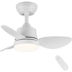 Newday Ventilatore da Soffitto con Luce e Telecomando Bianco, 61cm Pala Soffitto con Luce Dimmerabile, Silenzioso Ventilatori da Soffitto con Lampada Piccolo Funzione di Memoria 6 Velocità DC Motore