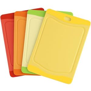 STONELINE - Set di 4 taglieri in plastica, 20 x 14 cm, Rosso, Arancione, Verde, Giallo, 20,1 x 13,9 x 3,1 cm, 4 unità