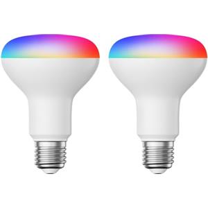 ledscom.de 2 pezzi E27 lampadina LED RGB, R80, bianco caldo - bianco freddo (2700-6300 K), 9,9 W, 950lm, Smart Home, WLAN, Alexa, opaco