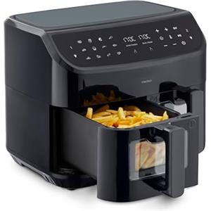 MEDION Friggitrice ad aria doppio cestello P20 XXL (8,7L, 2600W, 9 Programmi di Cottura, Dual Air Fryer, Dual Cook & Sync-Finish, MD 11760) nero