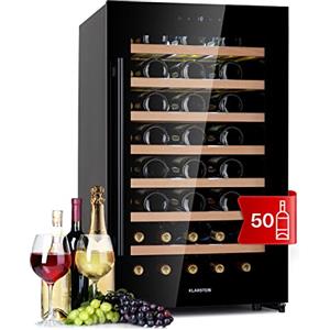 Klarstein Cantinetta Vino, Cantinetta Vino Refrigerata a Zona Singola per Interno/Esterni, Frigo Bar, Cantina Vino con Vetrina, Mini Bar con Protezione UV, Frigo Vino Touch, 5-18°C, 52 Bottiglie