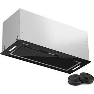 Klarstein - Cappa aspirante, cappa di scarico/ricircolo, con filtro lavabile, illuminazione LED & pannello touch, silenziosa cappa aspirante con 466 m³/ora di flusso d'aria, acciaio inox
