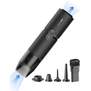 HOTO Aspirabriciole Senza Fili 15000pa, 4 in 1 Mini Aspirapolvere, Aspirazione, Soffiaggio, Gonfiaggio, Sigillamento Sottovuoto, Brushless, per Veicoli/Scrivanie/Tastiere/Macchine da Caffè Ecc