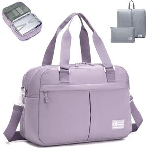 SPAHER Espandibile Bagaglio a Mano British Airways 40x30x15 a 40x30x25 Eurowings Wizzair Borsone Palestra Donna Impermeabile Borsa da Viaggio Piscina Fitness Sportiva Grande con Borse da Scarpe Viola