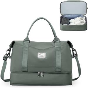 HPLQQ Borsone da Viaggio Donna Bagaglio a Mano Ryanair 40x20x25, Borsa Sportiva Borsone da Palestra con Scomparto per le Scarpe, Borsa da Weekend, Ospedale Parto, Danza,A04-Verde Militare