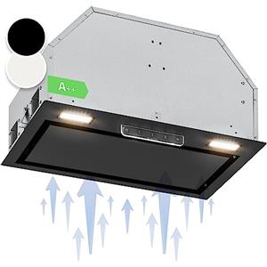 Klarstein Cappa Aspirante 52cm, Cappa Cucina con Filtro Cappa Cucina in Alluminio Lavabile in Lavastoviglie, Cappa Incasso con Flusso d'Aria 396 m³/h, Luci LED, Cappa Sottopensile con TouchControl