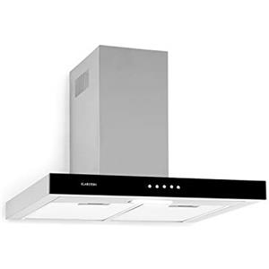 KLARSTEIN Darya - Cappa Aspirante a Parete, Classe A, 60 cm, Scarico: 310 m³/h, 2 Filtri Antigrasso in Alluminio, 67 dB, Acciaio Inox, Frontale in Vetro Acrilico Nero, Ricircolo Possibile, Argento