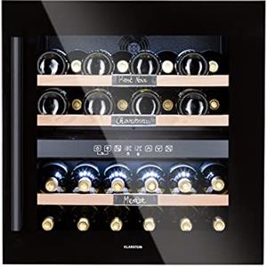 KLARSTEIN Cantinetta Vino Design, Cantinetta Vino Refrigerata a Zona Doppia per Vino Rosso, Bianco e Birra, Controlli Touch, Frigo Vino Cantinetta per Esterno/Interno, 5-22°C, 85L, 36 Bottiglie