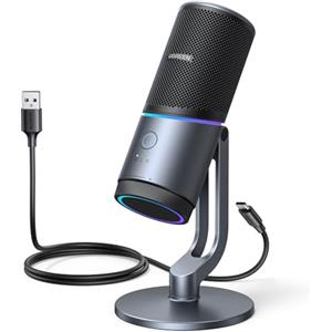 UGREEN Microfono a Condensatore USB 24bit/96kHz Compatibile con PC PS5 per Gioco Streaming Podcast Youtube Registrazione