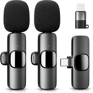 YRF Microfono Lavalier Wireless per iPhone Android iPad, mini microfono, 65FT Range, microfono wireless per la registrazione video, streaming, Podcast, Vlogging, Youtube, Tiktok