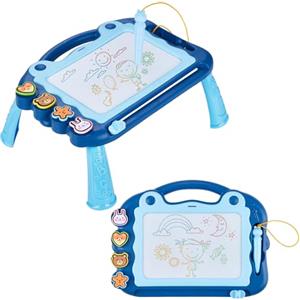 Eucomir Lavagna Magnetica per Bambini, Lavagna Magnetica Tavolo Cancellabile, Lavagnetta Magnetica Bambini con 4 timbri magnetici e 1 Pennino Capacitivo Giocattoli Educativi, Cielo Blu