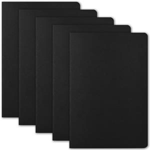 ZCZN-Quaderno Appunti, Taccuino a Rigo Formato A5, Confezione da 5 Pezzi-30 Fogli/60 Pagine, Utilizzato per Scrivere Note, Diario o Agenda, Nero