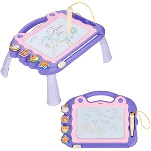 Eucomir Lavagna Magnetica per Bambini, Lavagna Magnetica Tavolo Cancellabile, Lavagnetta Magnetica Bambini con 4 timbri magnetici e 1 Pennino Capacitivo Giocattoli Educativi, Viola Chiaro