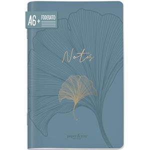 Häfft paper&you® taccuino A6+ a righe "Blue Ginkgo" con 64 pagine, con copertina morbida piccolo, mini diario - sostenibile e rispettoso del clima