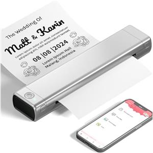 Phomemo M08F Stampante Portatile A4 Senza Fili Per i Viaggi, Stampante Mobile Bluetooth Stampante Termica Inkless Supporta Carta A4 Compatibile con Phone & PC l'ufficio Scolastico Aziendale