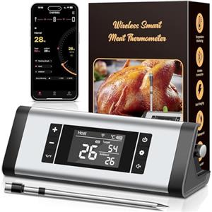 Ajgvq Termometro Cucina Professionale, Termometro Carne Bluetooth Senza Fili, 240 Metri Controllo via App con Timer e Allarme, IP67 Impermeabile e Olio, 120 ore Batteria Ricaricabile Termometro Alimentare