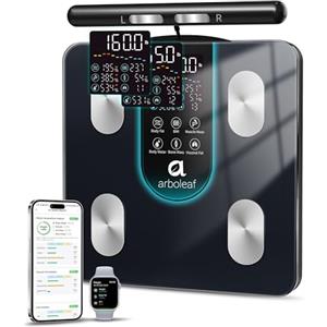 arboleaf Bilancia Impedenziometrica con 8 Elettrodi, Bilancia Pesapersone Intelligente con Bluetooth e APP, Ampio Display per Analisi Corporea, BMI, Massa Magra e Grassa, 50 Metriche, Capacità 180 kg
