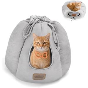 Nobleza Letto/Cuccia per Gatti 2 in 1 - Convertibile Chiusa o Aperta, Confortevole Lavabile Tana Media, Casa Interna Invernale per Gatti