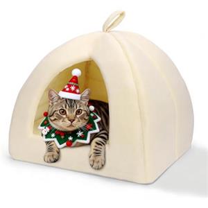 Nobleza Cuccia per Gatto e Cane 2 in 1, Casetta Pieghevole Lavabile in Lavatrice, Casa Chiusa con Cuscino Extraibile (38x38x33cm)