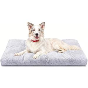 Nobleza - Materasso per Cani Multifunzione Lavabile, Cuscino da Viaggio con 6 Punti di Imbottitura e Fondo Antiscivolo, Morbido e Portatile per Gabbia, Auto o Casa - M, 95 * 60 * 10cm, Grigio
