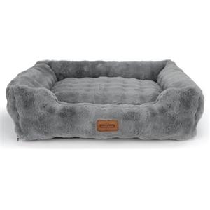 Nobleza Cuccia Cane Interno Morbida in Peluche, Cuccia per Cani Taglia Piccola, Letto per Cani con Copertura Staccabile e Lavabile, Base Antiscivolo, 55 x 45 x 20 cm, Grigio
