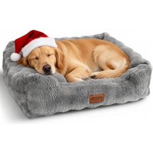 Nobleza Cuccia per Cani di Taglia Piccola e Gatti, Morbida in Peluche, Cuscino con Base Antiscivolo, Supporto Robusto, Rivestimento Rimovibile e Lavabile, 85x75x20cm, Grigio