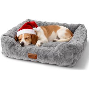 Nobleza Cuccia per Cani di Taglia Piccola e Gatti, Morbida in Peluche, Cuscino con Base Antiscivolo, Supporto Robusto, Rivestimento Rimovibile e Lavabile, 65x55x20cm, Grigio