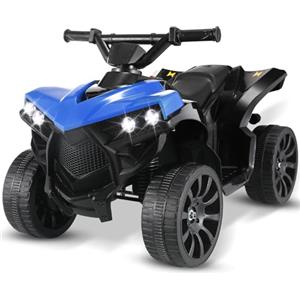 MAMIZO 6V Quad Elettrico per Bambini, Auto Elettrica per Bambini 3 km/h, Moto Elettrica con Lettore Musicale MP3, Tromba e Faro, Ricarica USB, per 3-8 Anni, 68x44x41 cm, Blu,4 pcs ruote