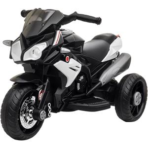 HOMCOM Moto Elettrica per Bambini 3-5 Anni Max. 25kg con Luci, Musica, Batteria 6V e Velocità 3km/h, 86x42x52 cm, Nero