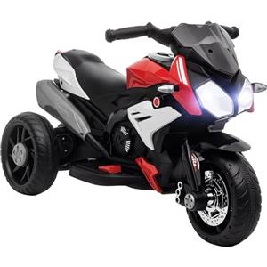 HOMCOM Moto Elettrica per Bambini 3-5 Anni Max. 25kg con Luci, Musica, Batteria 6V e Velocità 3km/h, 86x42x52 cm, Rossa
