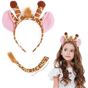 ACWOO Set di costumi di animali Accessori, 2Pezzi Giraffa Accessori Di Abbigliamento Coda Fascia, Accessori per Costumi da Giraffa per Cosplay, Feste di Compleanno, Halloween, Feste a Tema, Carnevale