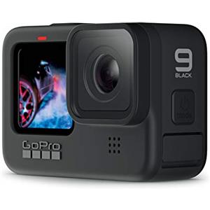 GoPro HERO9 - Fotocamera sportiva impermeabile con schermo LCD anteriore e touch screen posteriore, video 5K Ultra HD, foto da 20 MP, streaming live 1080p, webcam, stabilizzazione, nera