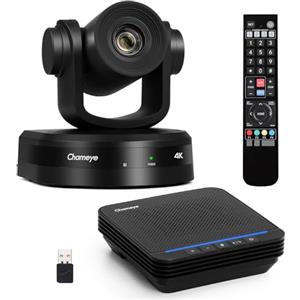 Chameye Set di 4K PTZ telecamera per conferenze con Microfono per conferenza Bluetooth, Zoom 10x, tracciamento automatico AI, USB 3.0, HDMI, telecamera per videoconferenze PTZ per Teams, Zoom (CB101)