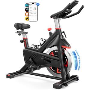 MERACH Cyclette da Casa con Resistenza Magnetica, Bicicletta da Appartamento Silenziosa con Sella Confortevole Migliorata, Schermo LCD, Supporto per Tablet, App Esclusiva, Capacità Massima 136 kg
