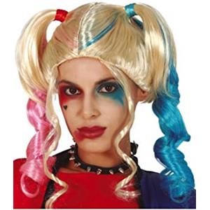 FIESTAS GUIRCA | Parrucca Treccine per Donna (Taglia Unica) - Accessorio per Costume Tematico di Supereroi e Villains, Mr. Smile, Halloween e Feste - Ideale per Adulti - Giallo e Multicolore