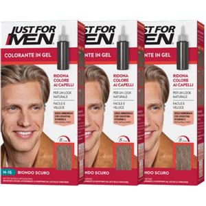 Just For Men Colorante In Gel, Tinta Semipermanente Per Capelli Uomo, Senza Ammoniaca, Con Cheratina E Vitamina E Per Capelli Forti, Colore Biondo Scuro, H15 (3 Pack)