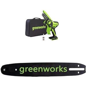 Greenworks G24MCS10 Sega ad Asta a Batteria, Lunghezza Barra 8-Pollice (20 cm),SENZA Batteria 24V e Caricabatterie + Greenworks 10cm barra a catena