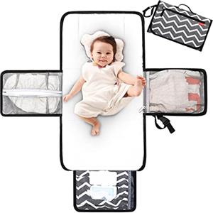 Lekebaby Fasciatoio Portatile Neonato - Fasciatoio Neonato Portatile Impermeabile e Imbottito per Viaggi e Outdoor, Fasciatoio da Viaggio Pratico con 3 Tasche, Comodo e Lavabile, Regali Neonato
