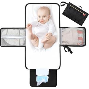 Lekebaby Fasciatoio Portatile Neonato - Fasciatoio Neonato Portatile Impermeabile e Imbottito per Viaggi e Outdoor, Fasciatoio da Viaggio Pratico con 3 Tasche, Comodo e Lavabile, Regali Neonato