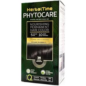 Herbal Time Tinta Permanente Phytocare | Senza Ammoniaca, Senza Parabeni | Tintura per Capelli Professionale Naturale | Kit Tinture per Capelli | Nutri e Proteggi i tuoi Capelli | Colore Nero 3N
