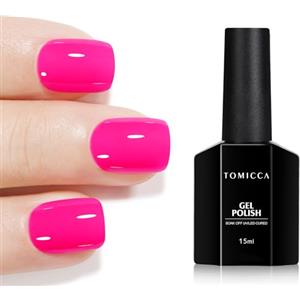 TOMICCA Smalto UV rosa neon, 15 ml, smalto gel UV per unghie per principianti, fai da te, gel per nail art, manicure, salone